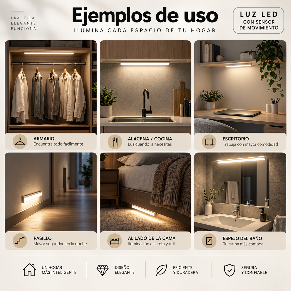 Rivae Glow — Luz LED con Sensor de Movimiento